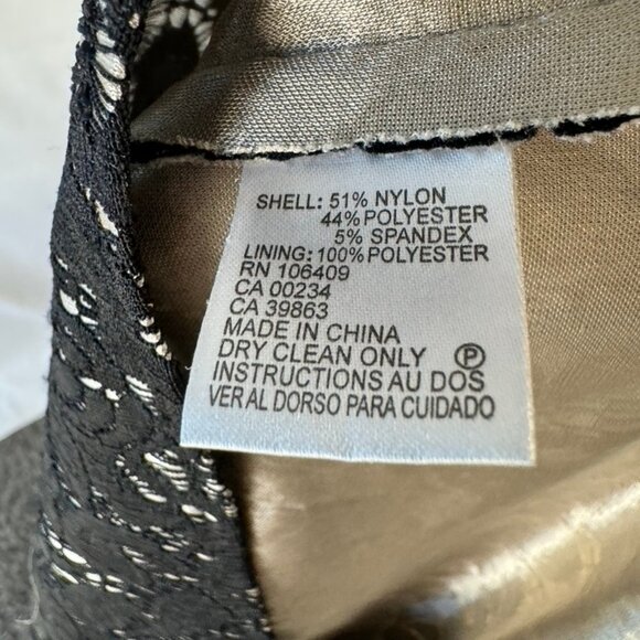 Tahari Black/Taupe Bonded Stretch Floral Lace Tiered Dress - Picture 9 of 9